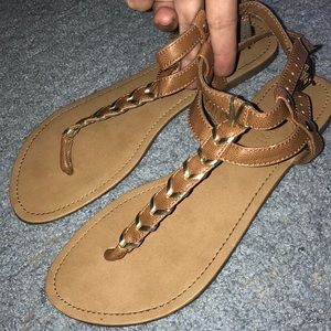 Forever 21 Gold Double Buckle Sandal